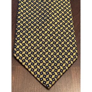 Land’s End Gold Black Hand Made 100% Silk Men’s Neck Tie Made In USA